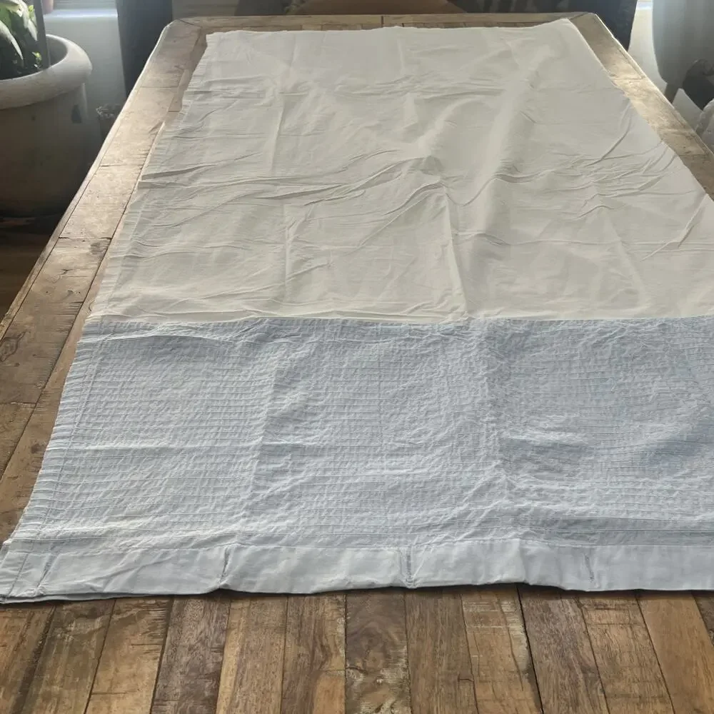 ROOTS Shower Curtain White & Blue 100% Cotton 69.5
